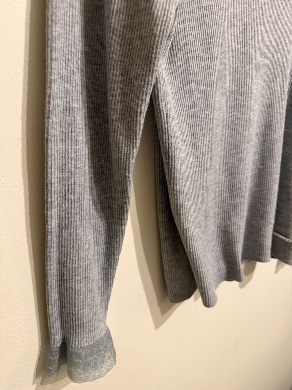 Anne Klein Light Gray Ribbed Mock Neck Sweater - Picture 6 of 7